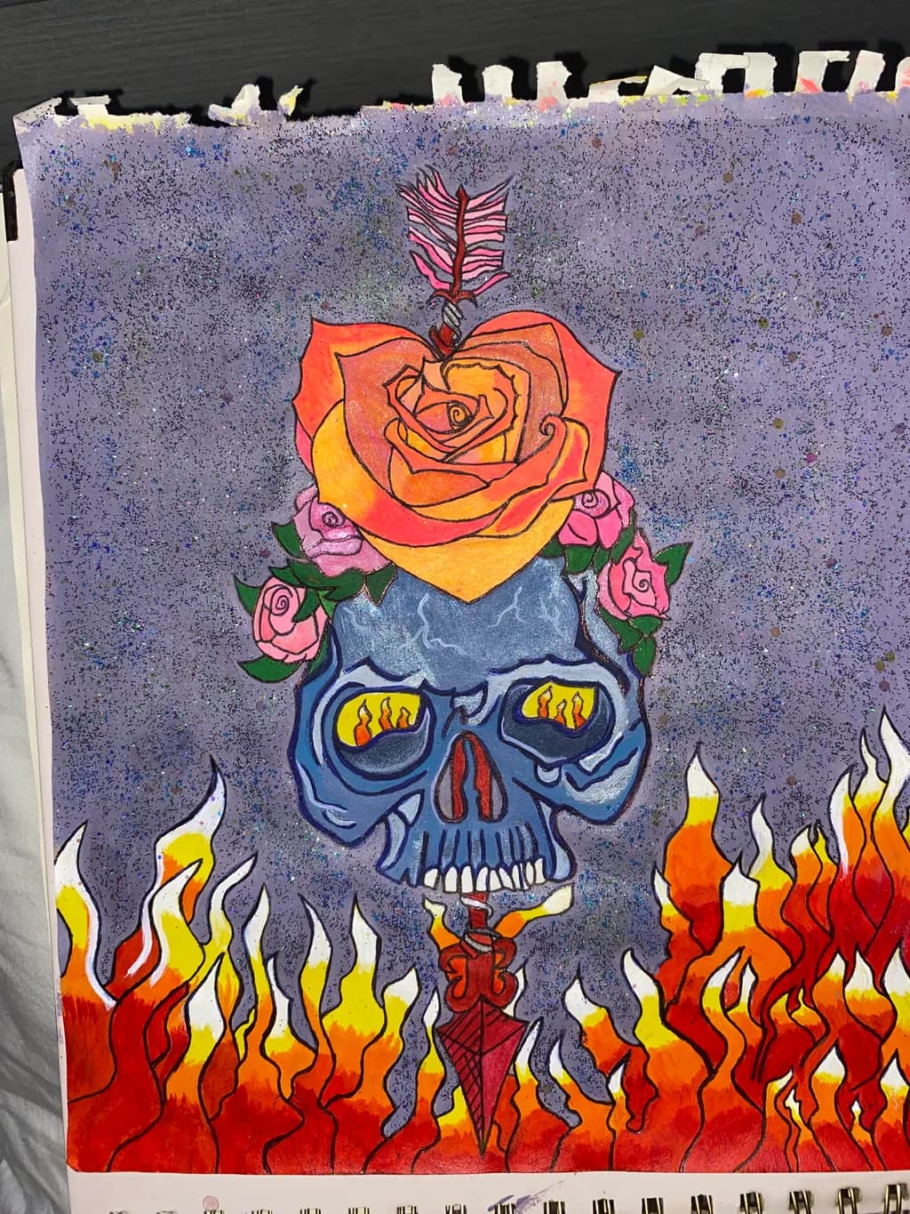 Skull Flame Rose