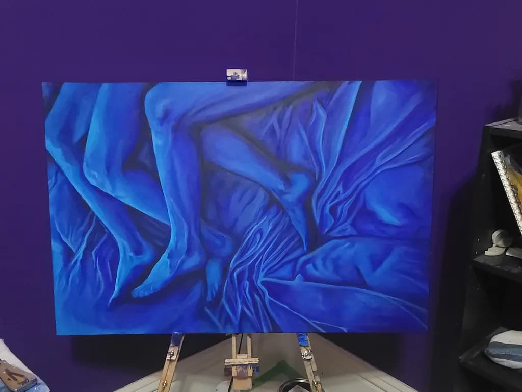 Blue Legs on Fabric