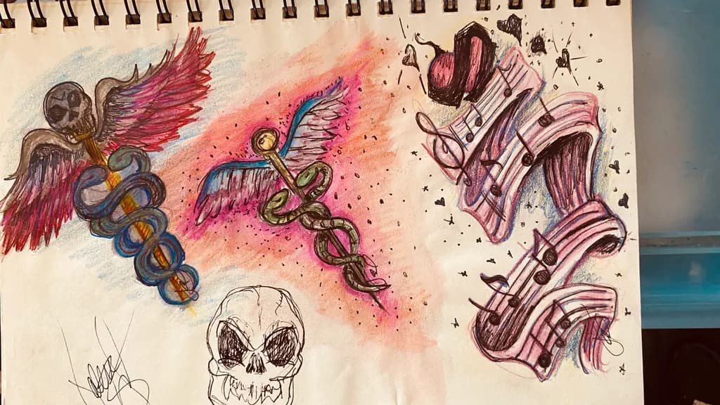 Winged Caduceus and Notes
