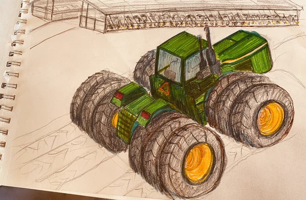 Green Tractor Sketch