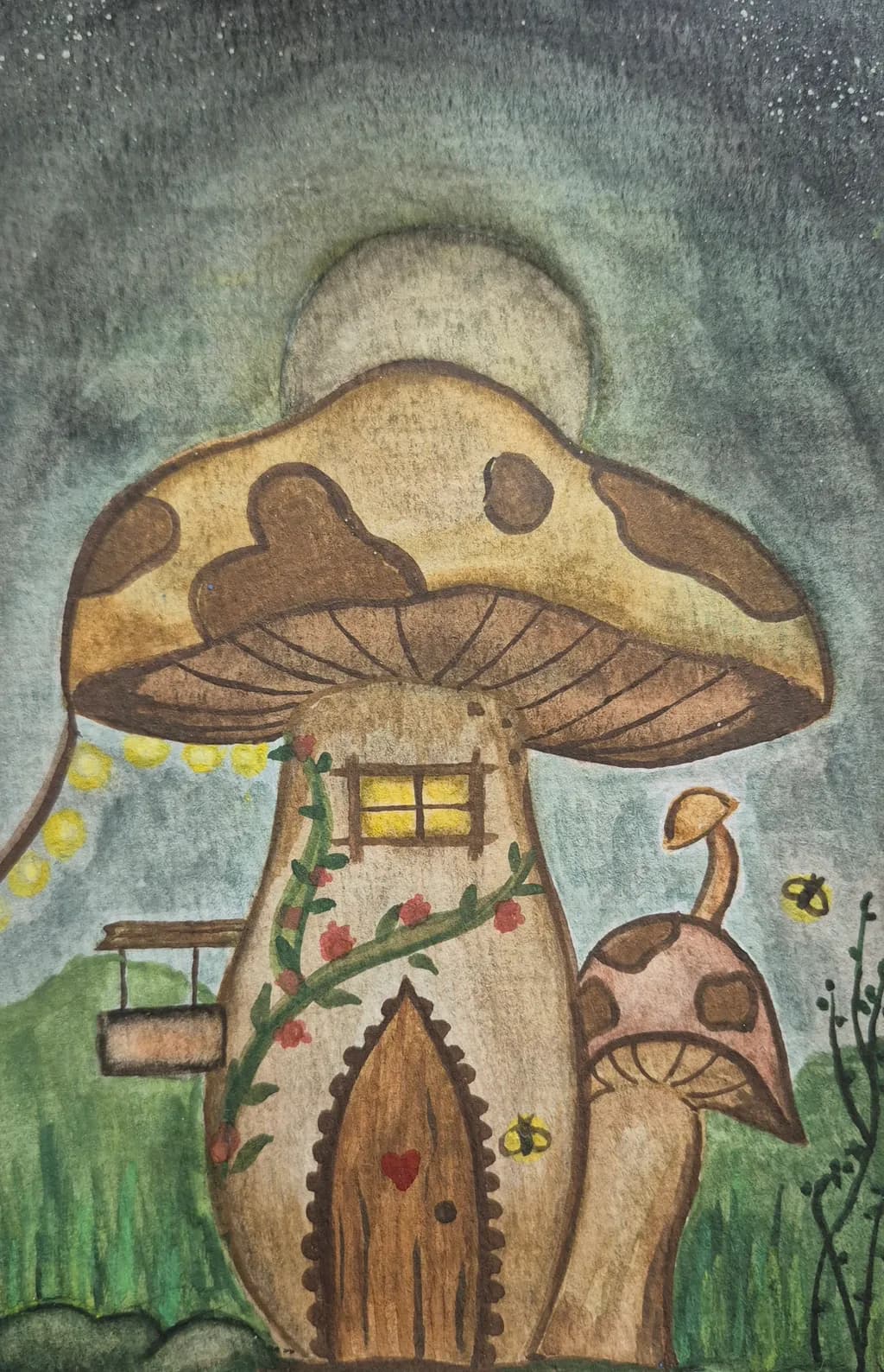 Mushroom House at Night