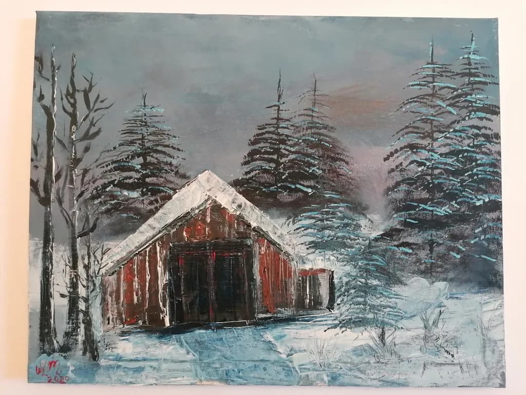 Winter Cabin in Forest