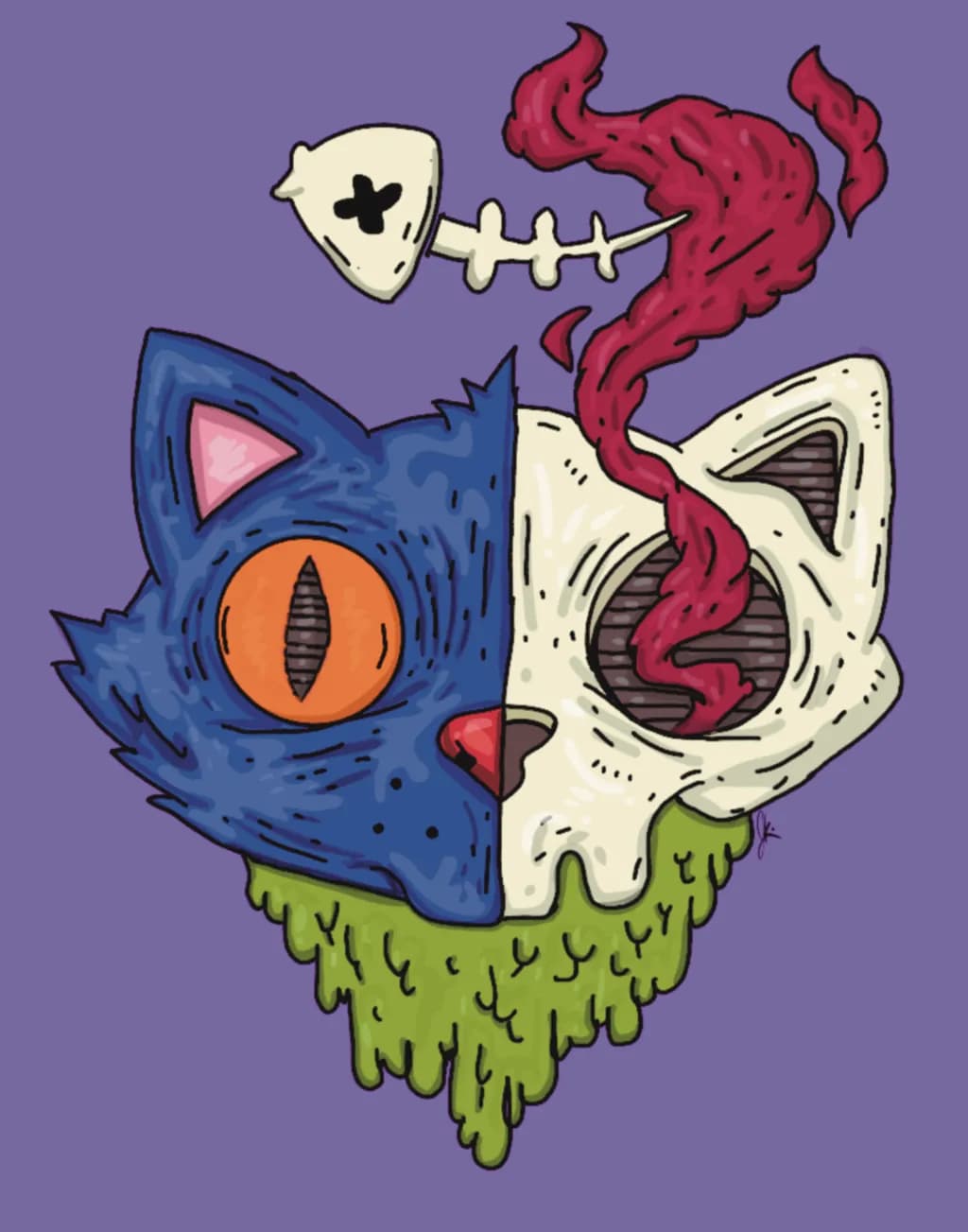 Cat Split Skull