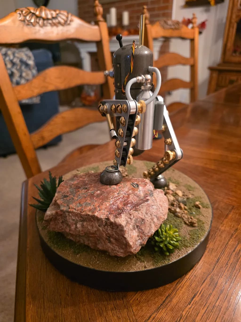 Robot on Rock Sculpture