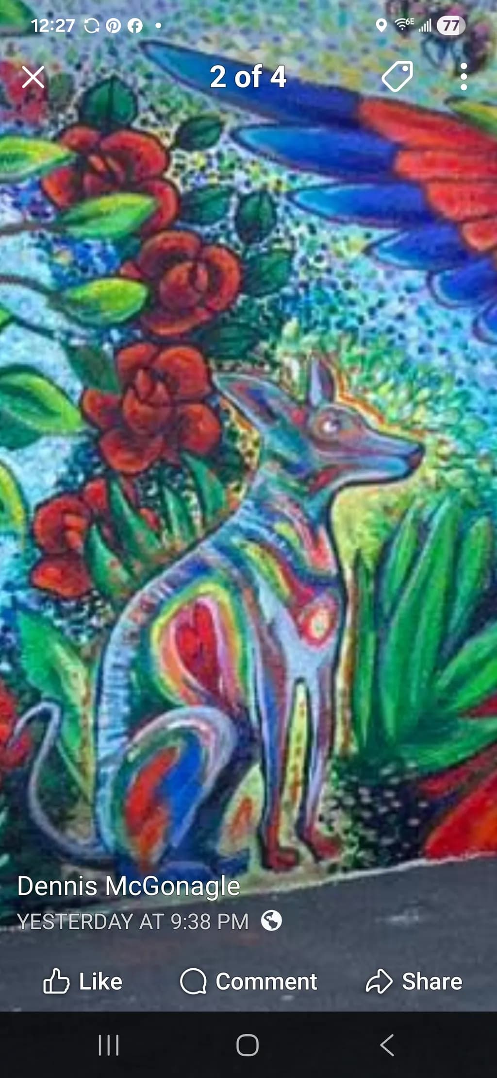 Colorful Canine and Roses