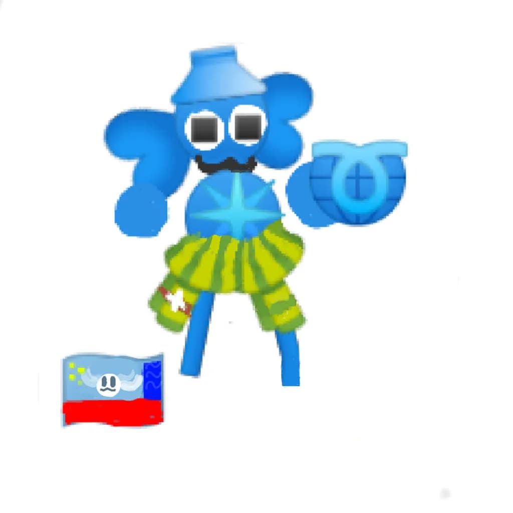 Blue Warrior with Flag