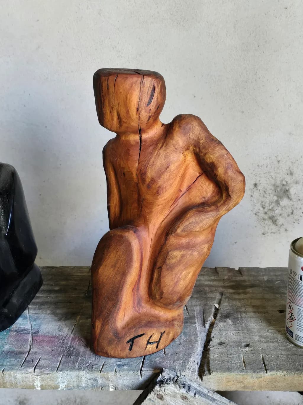 Abstract Human Form Wood Sculpture