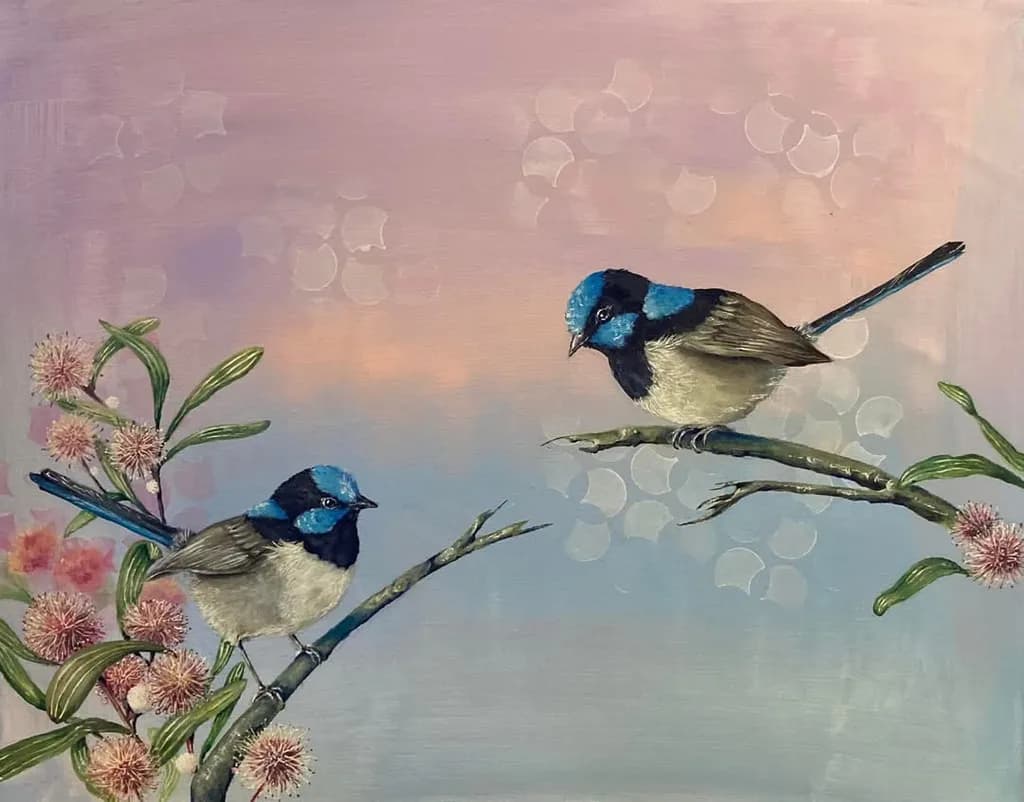 Blue Birds on Branches
