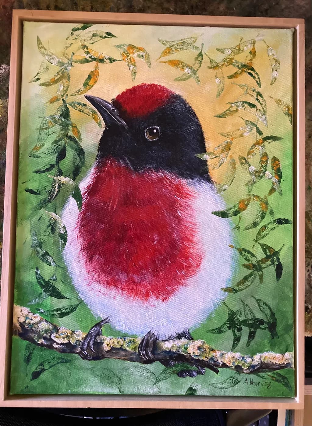 Red Bird on Branch