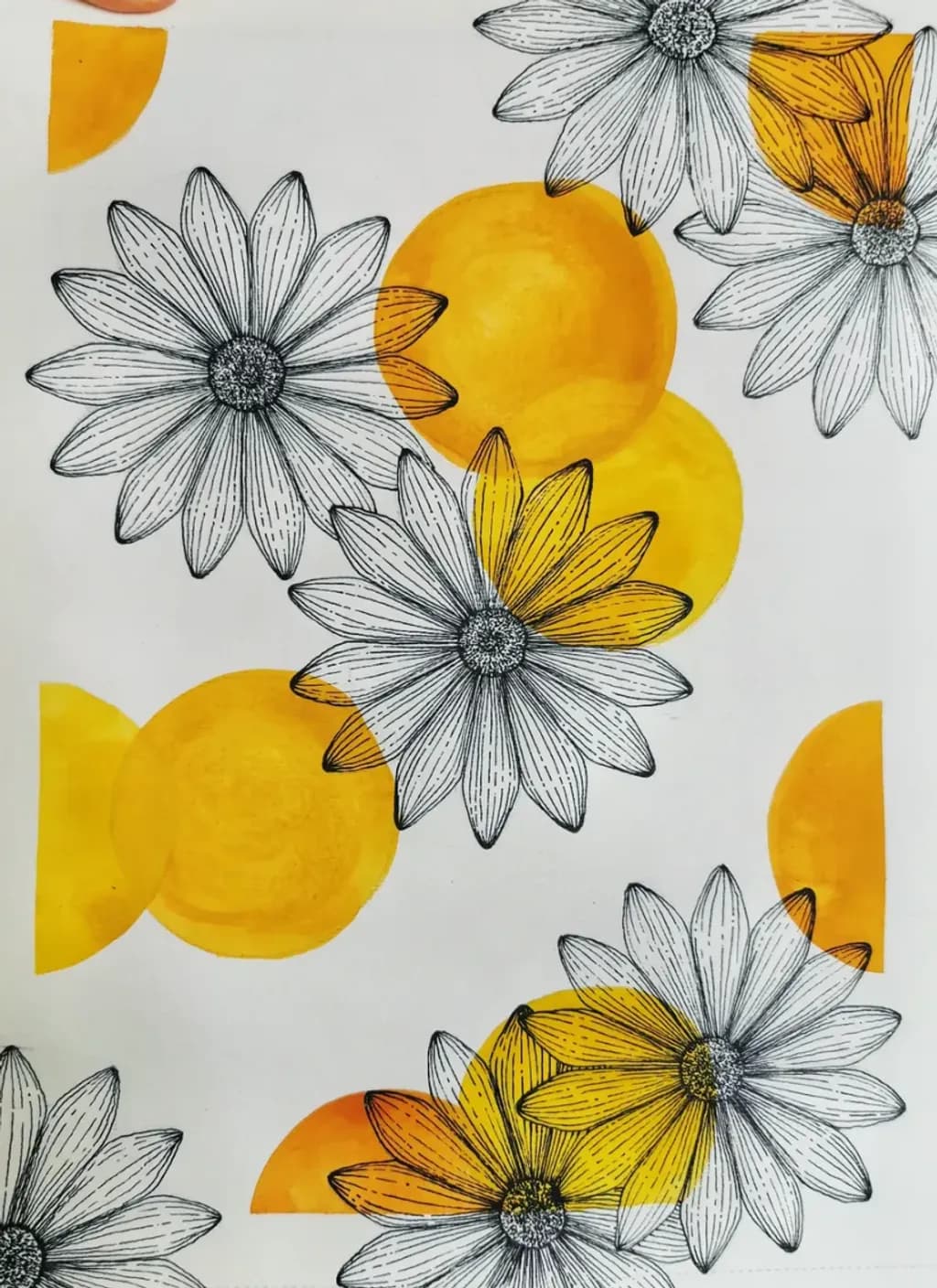 Flowers with Yellow Circles