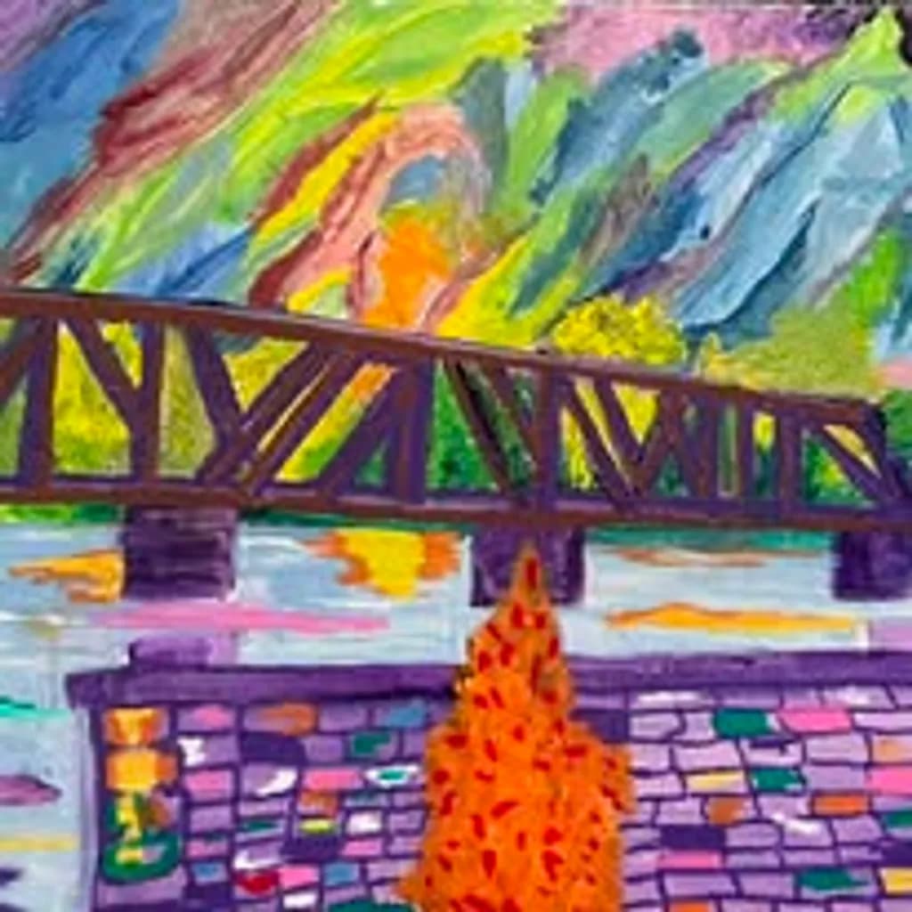 Autumn Bridge Over River