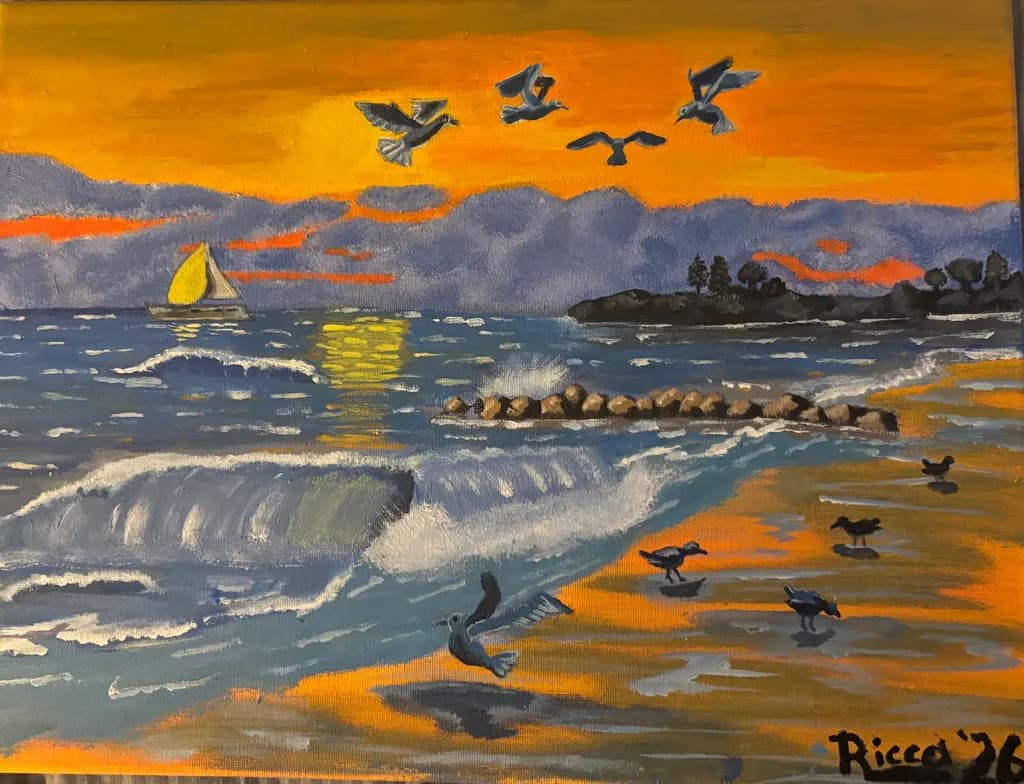 Sunset Sailboat Seascape