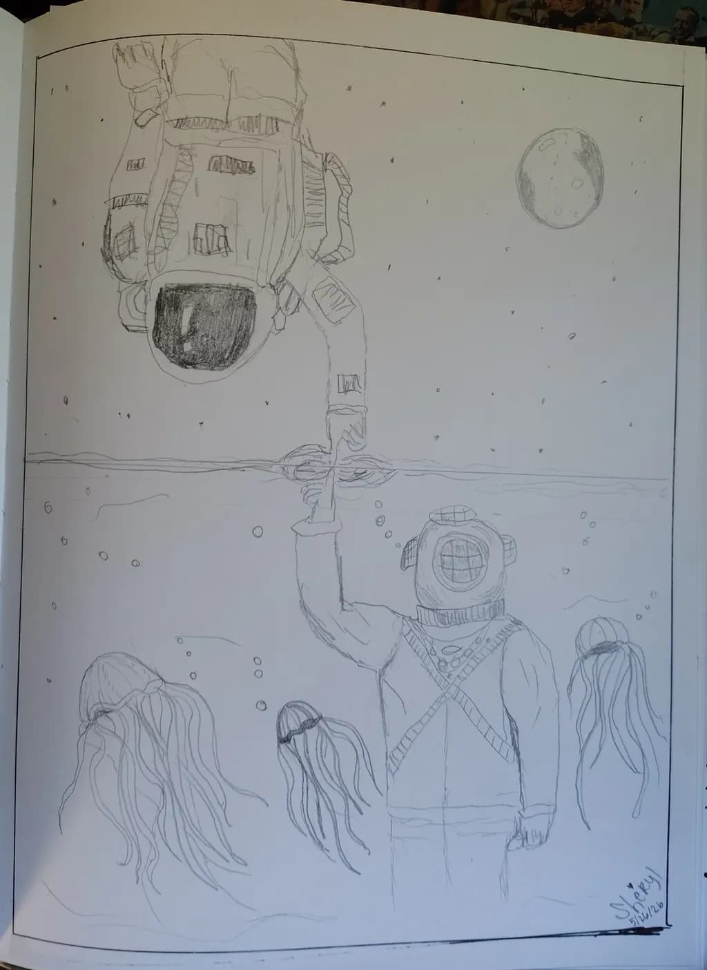 Diver and Astronaut Encounter