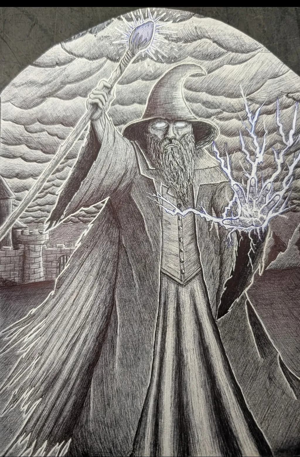 Wizard with Staff and Lightning