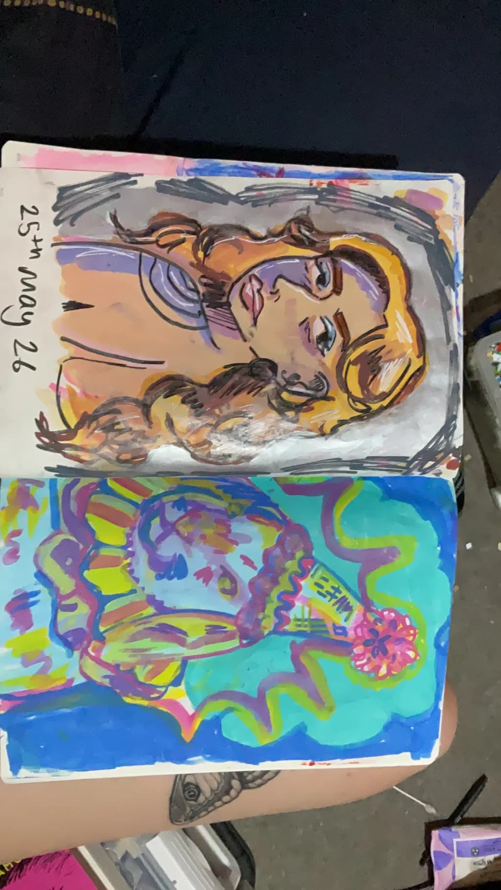 Portrait with Colorful Abstract