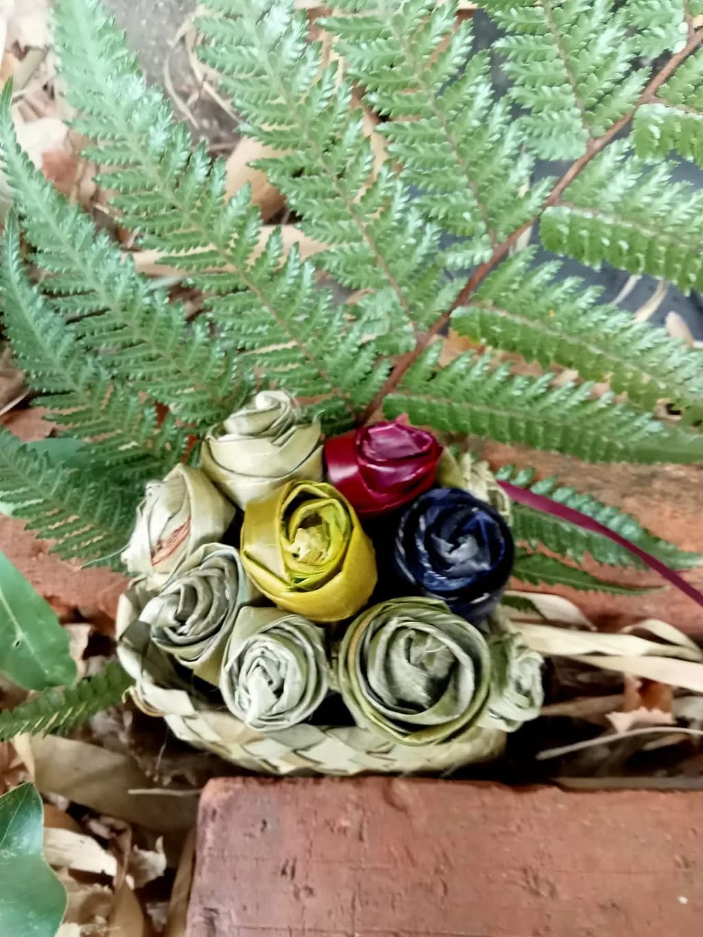 Fern and Rolled Leaves Arrangement