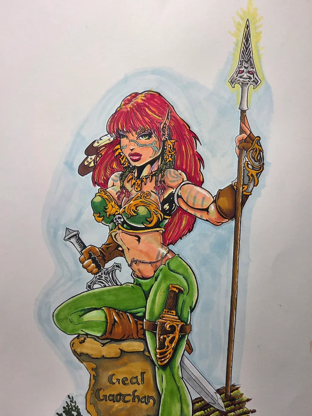 Warrior with Spear and Sword