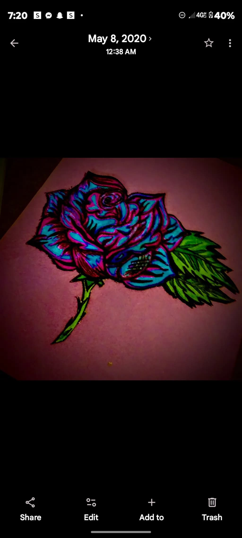 Neon Rose Drawing