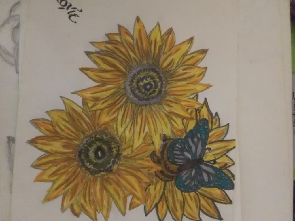 Sunflowers with Butterfly