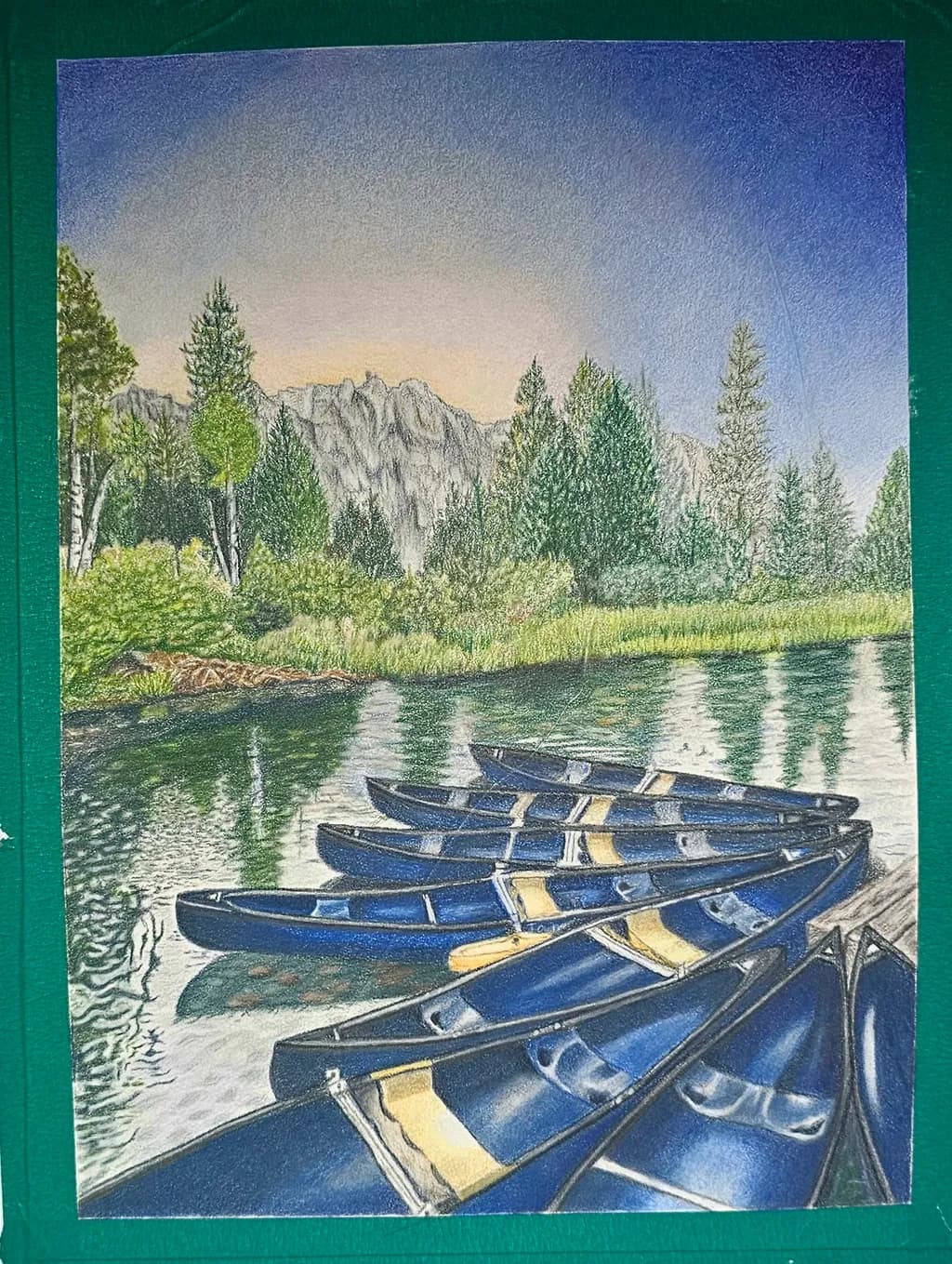 Blue Canoes on Lake