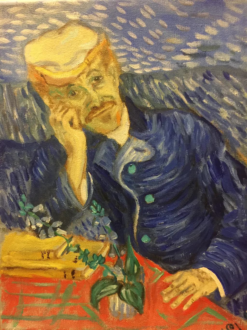 Man with Flowered Table