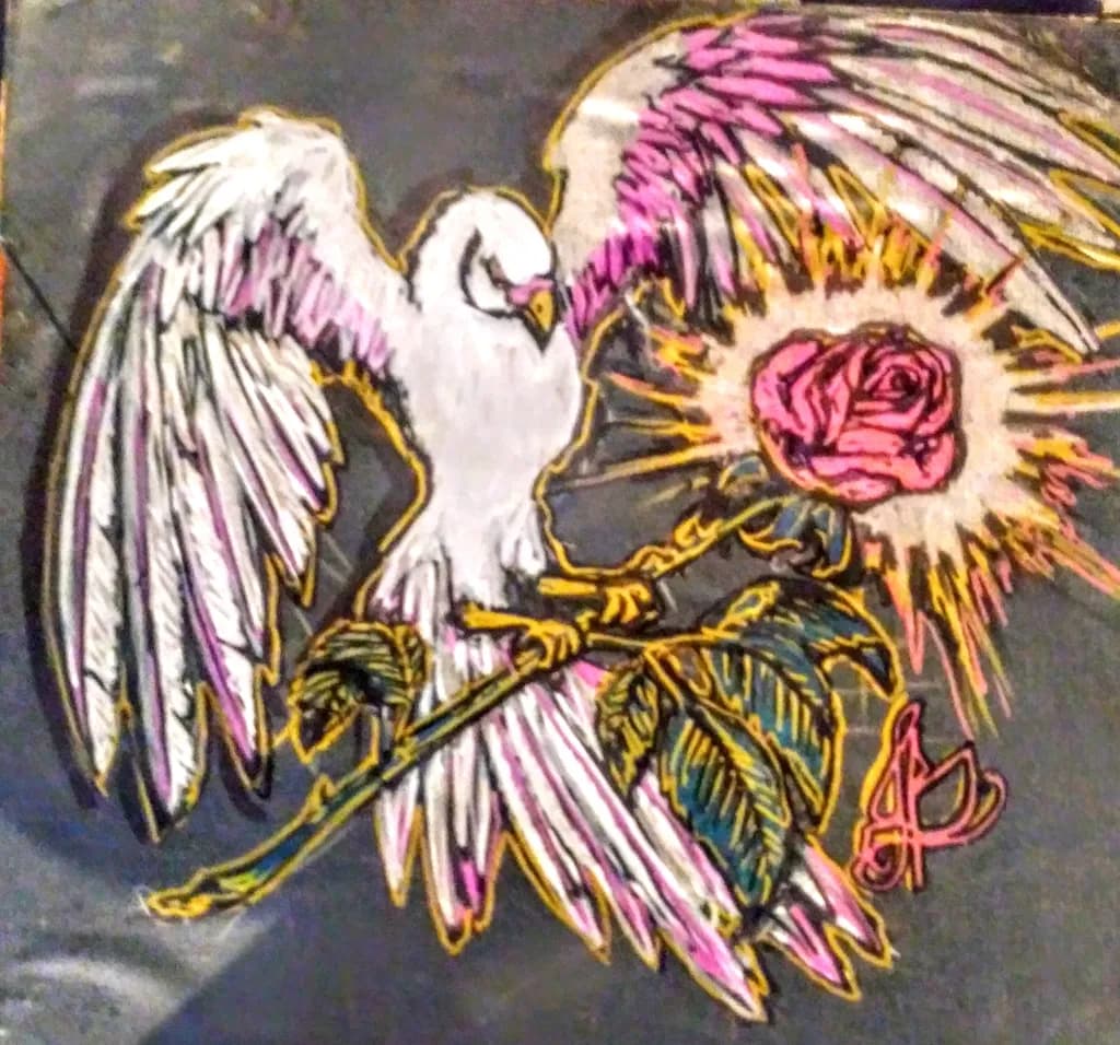 Dove with Rose