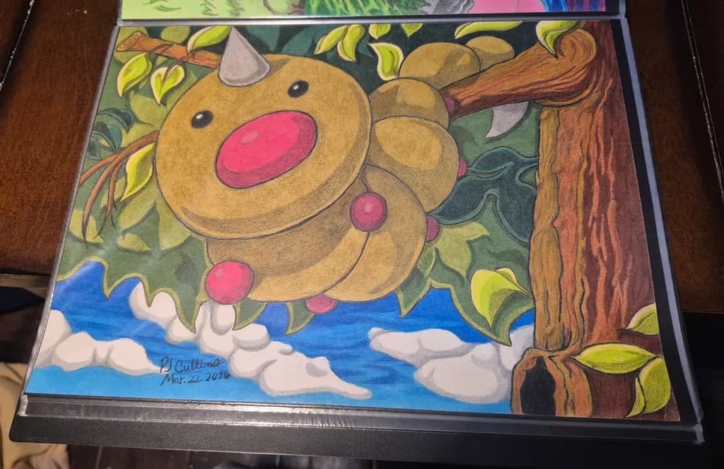 Cartoon Caterpillar in Tree