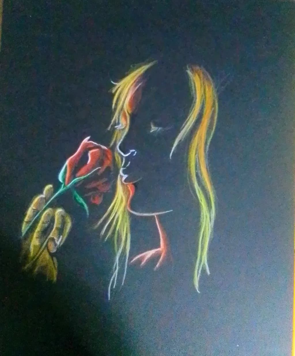 Floral Profile in colored pencil