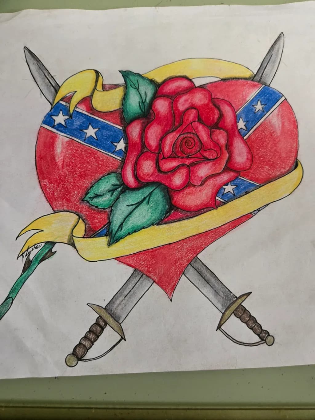 Heart Rose and Swords