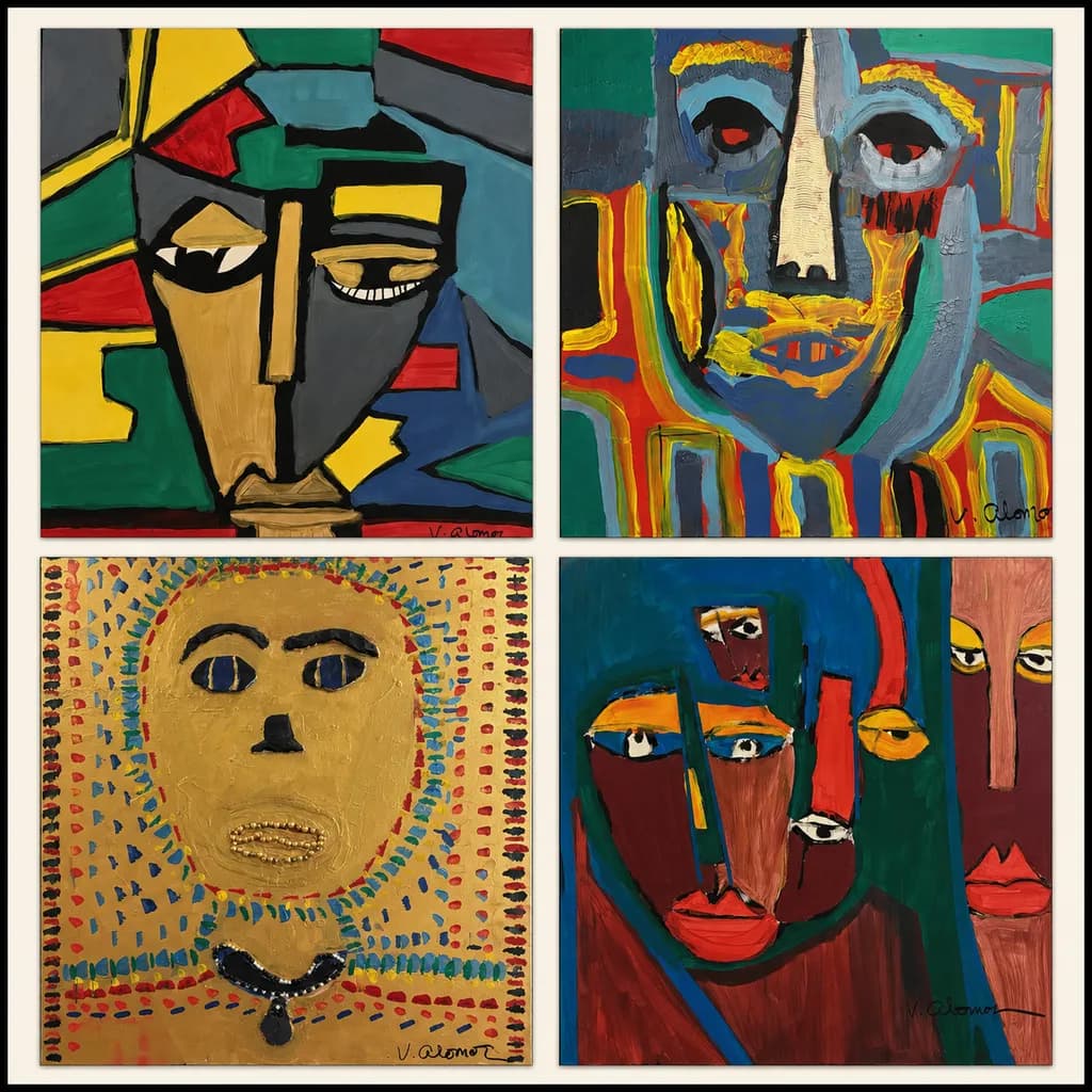 Abstract Faces Quartet