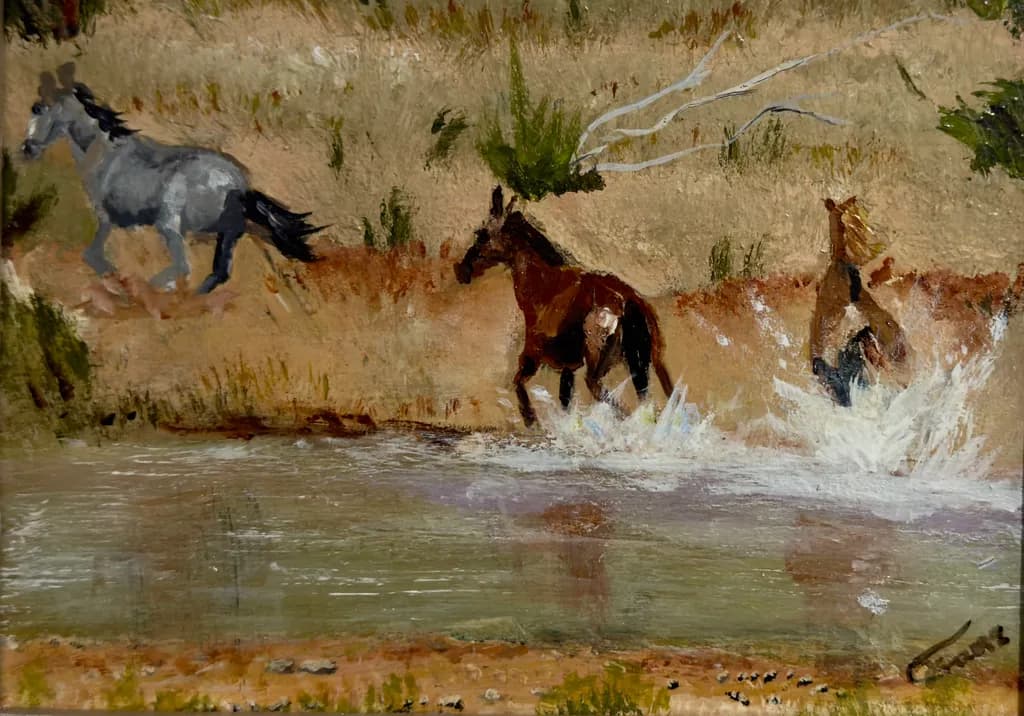 Horses Crossing Creek