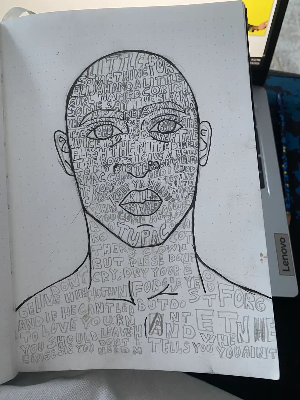 Tupac Portrait Text