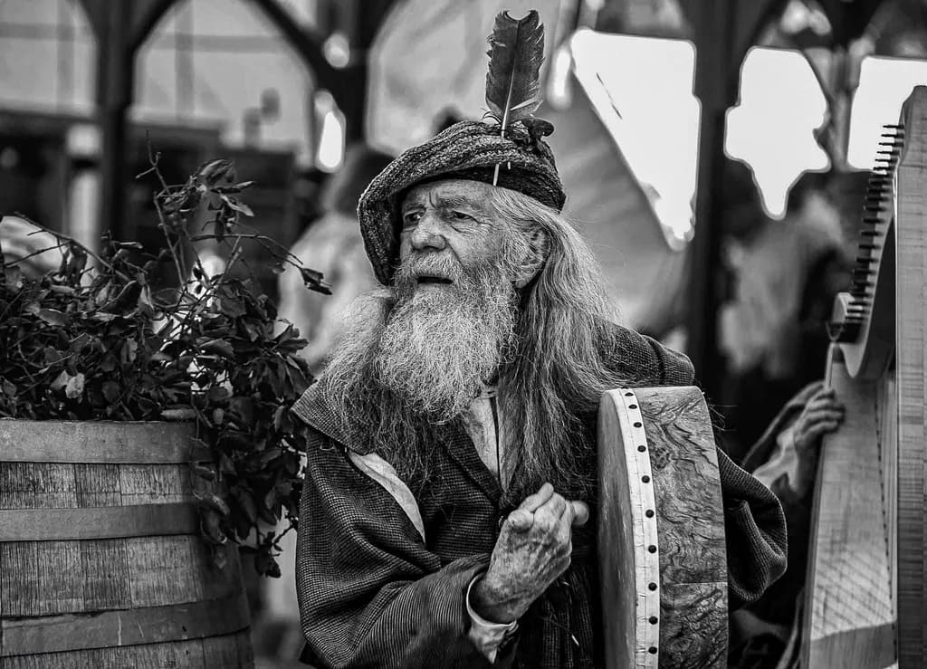 Bearded Musician with Drum