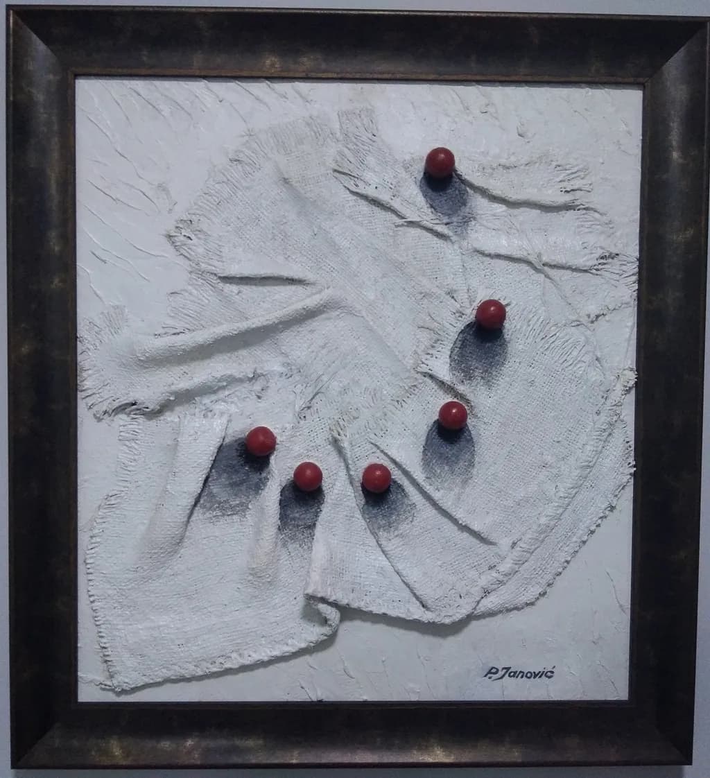 Textured Fabric with Red Pins