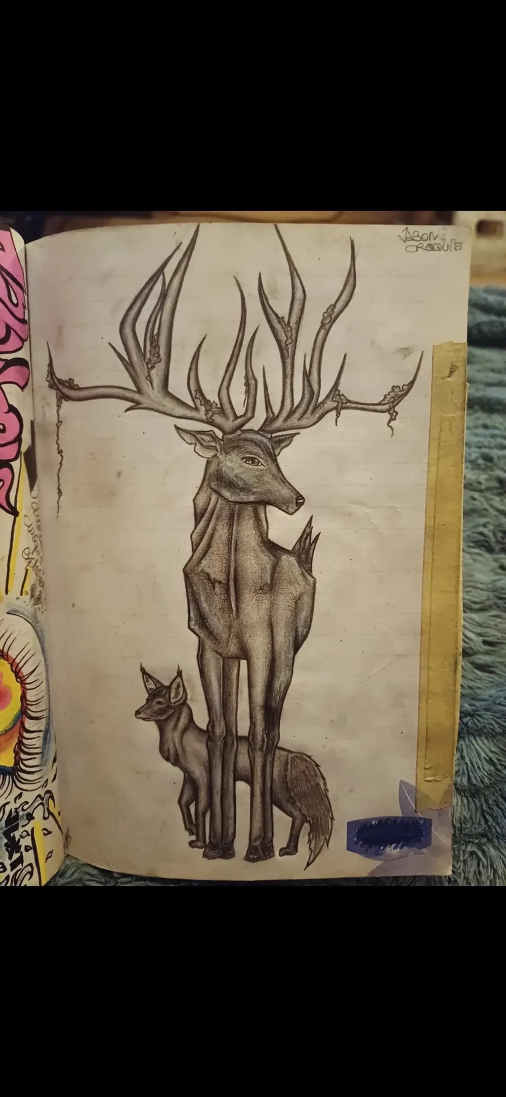 Antlered Stag and Fox
