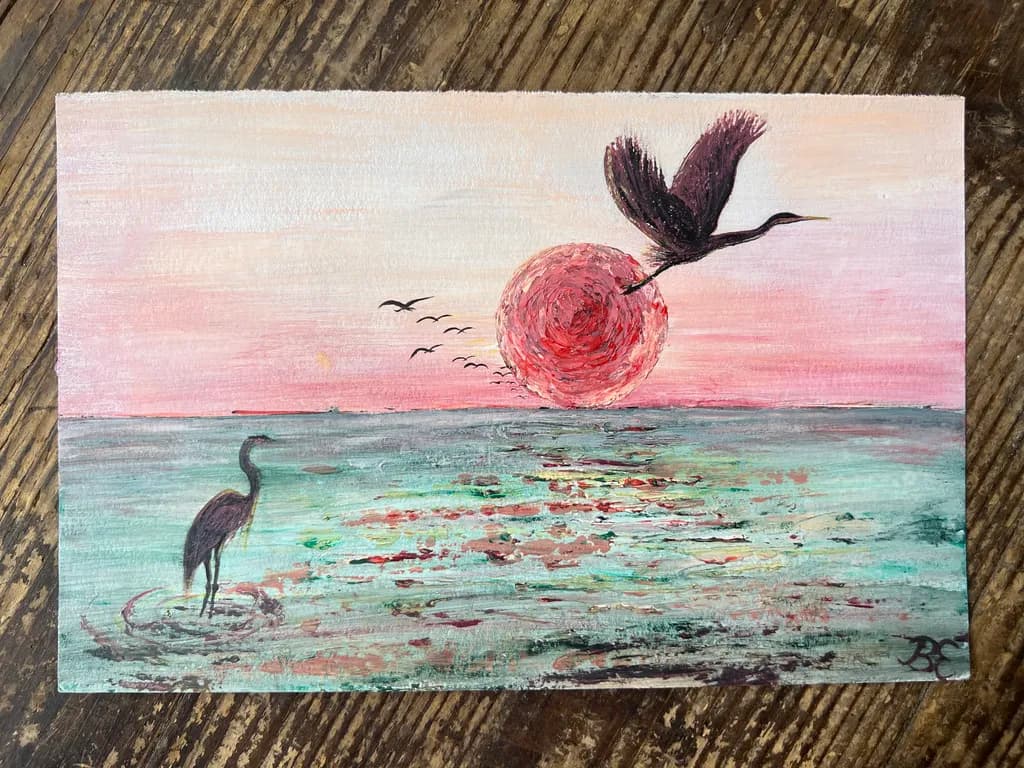Sunset Herons