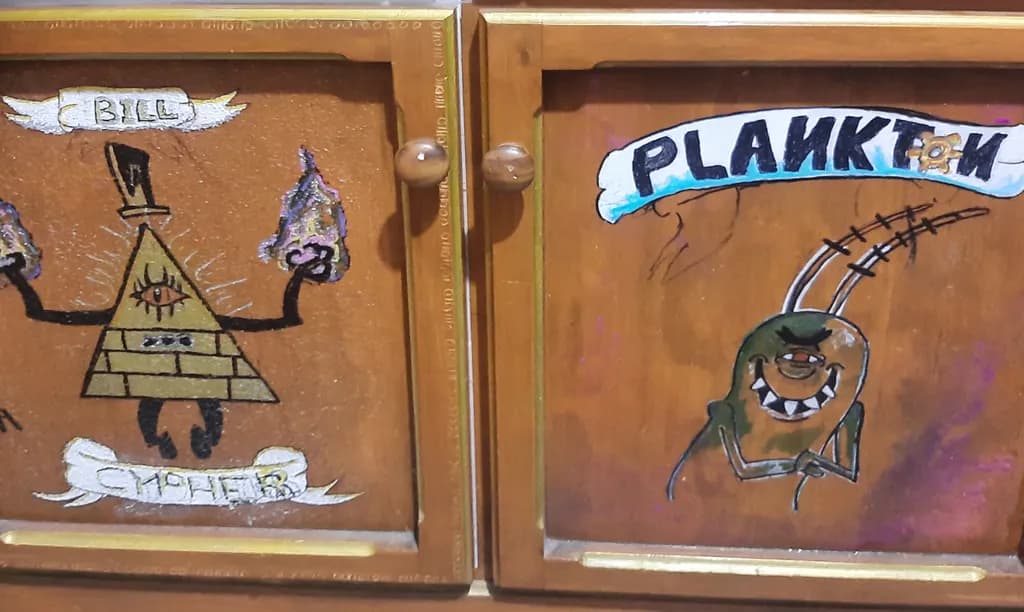Cartoon Characters on Wood Panels