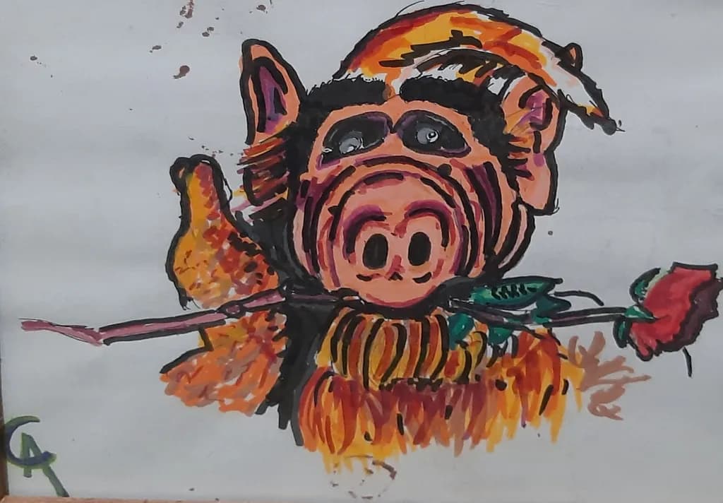 Pig with Rose