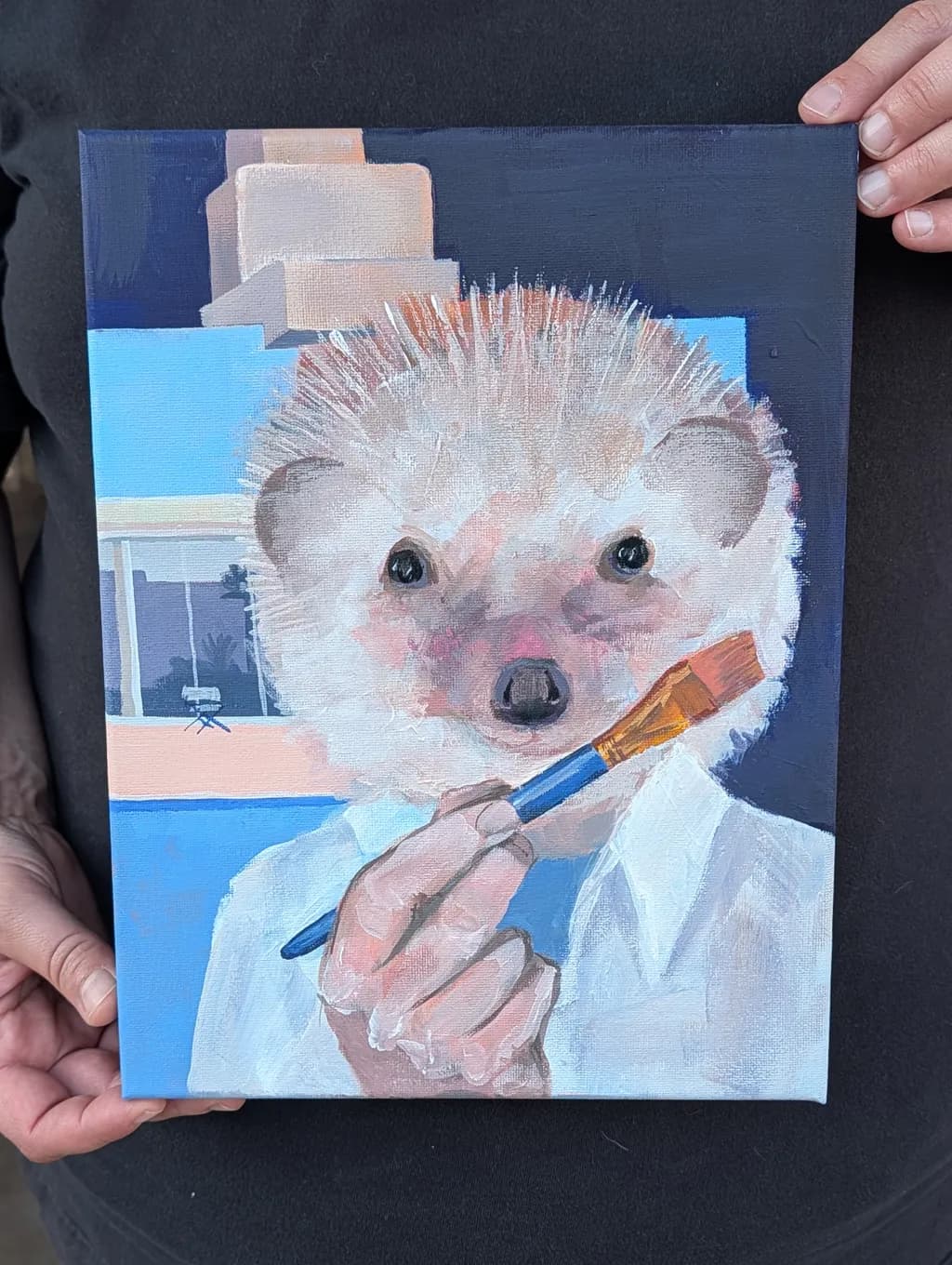 Hedgehog Portrait with Brush