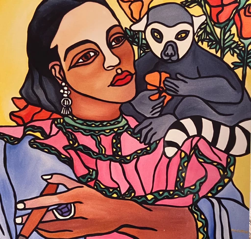 Woman with Lemur