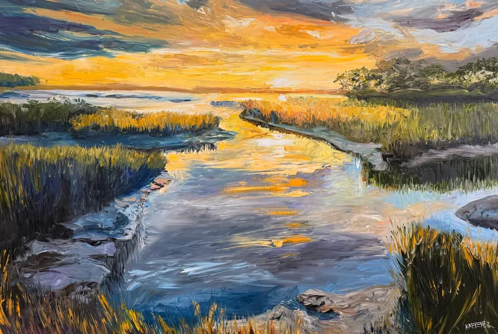 Sunset Marsh Reflection