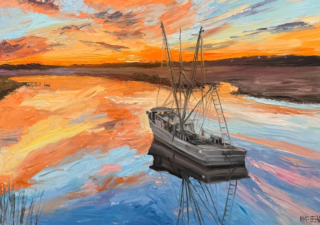 Sunset Boat Reflection