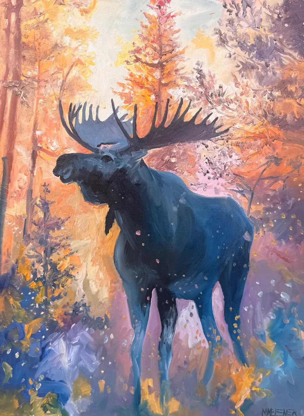 Moose in Autumn Forest