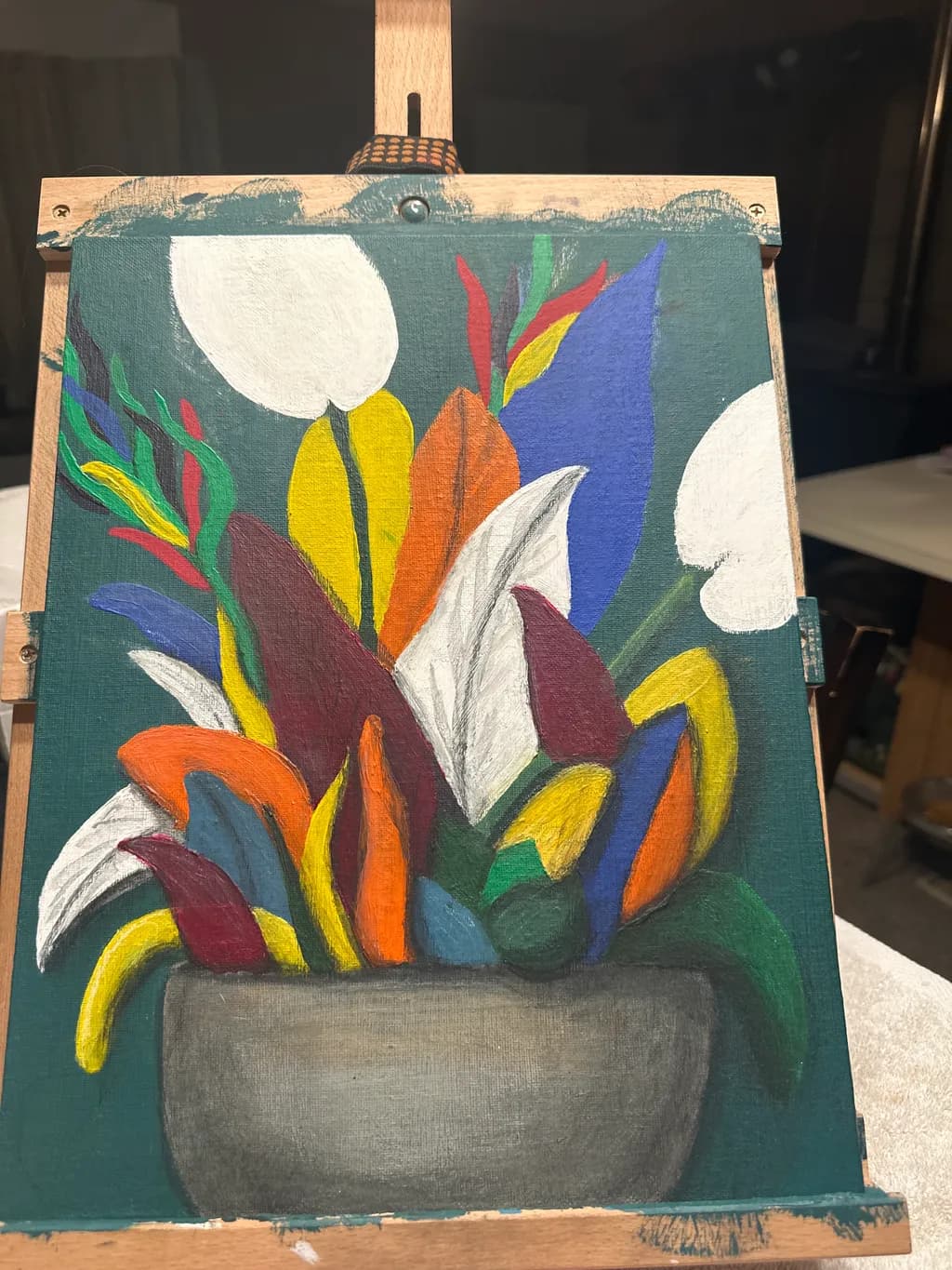 Colorful Abstract Flowers in Vase