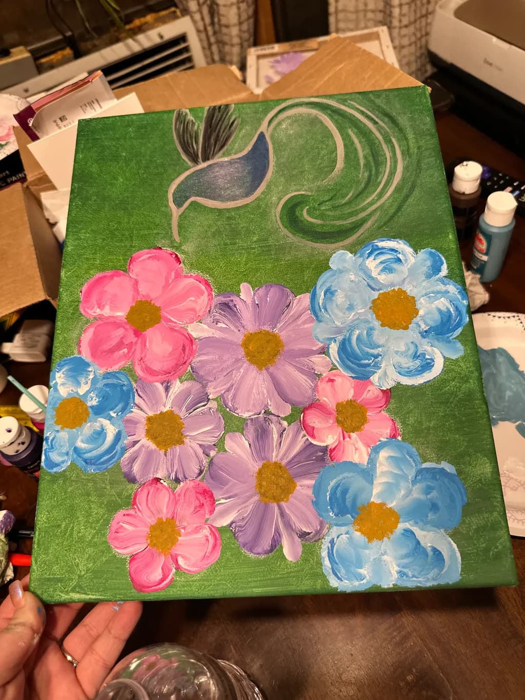 Hummingbird and Flowers