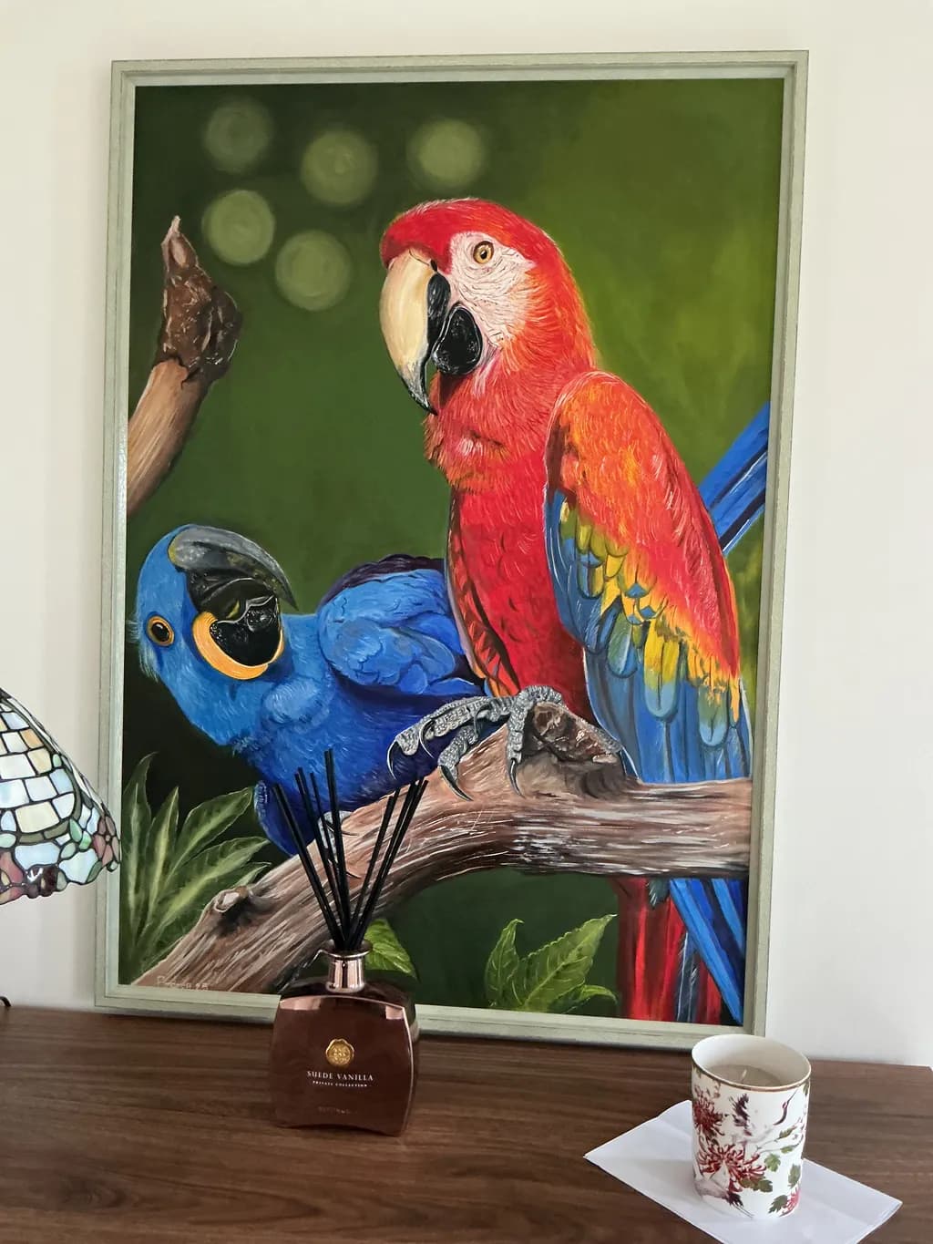 Tropical Parrots on Branch