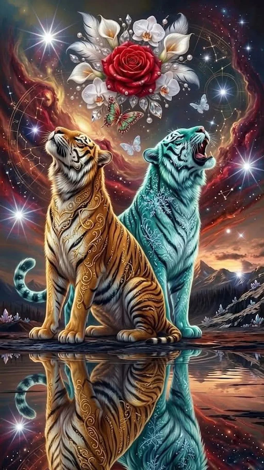 Twin Tigers Reflection