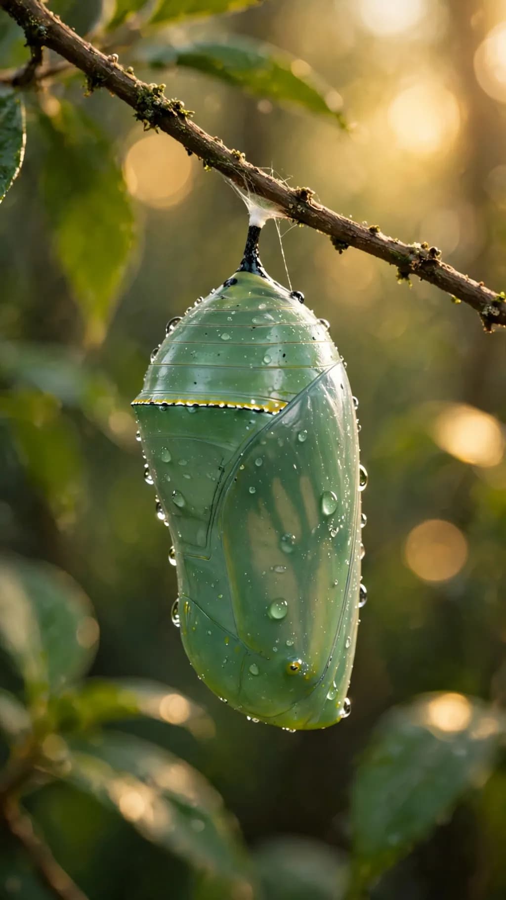 Monarch Chrysalis at Golden Hour