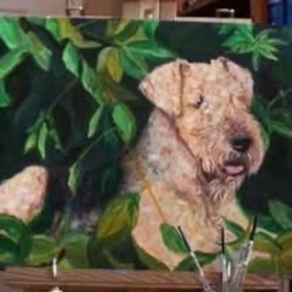 Dog Among Leaves