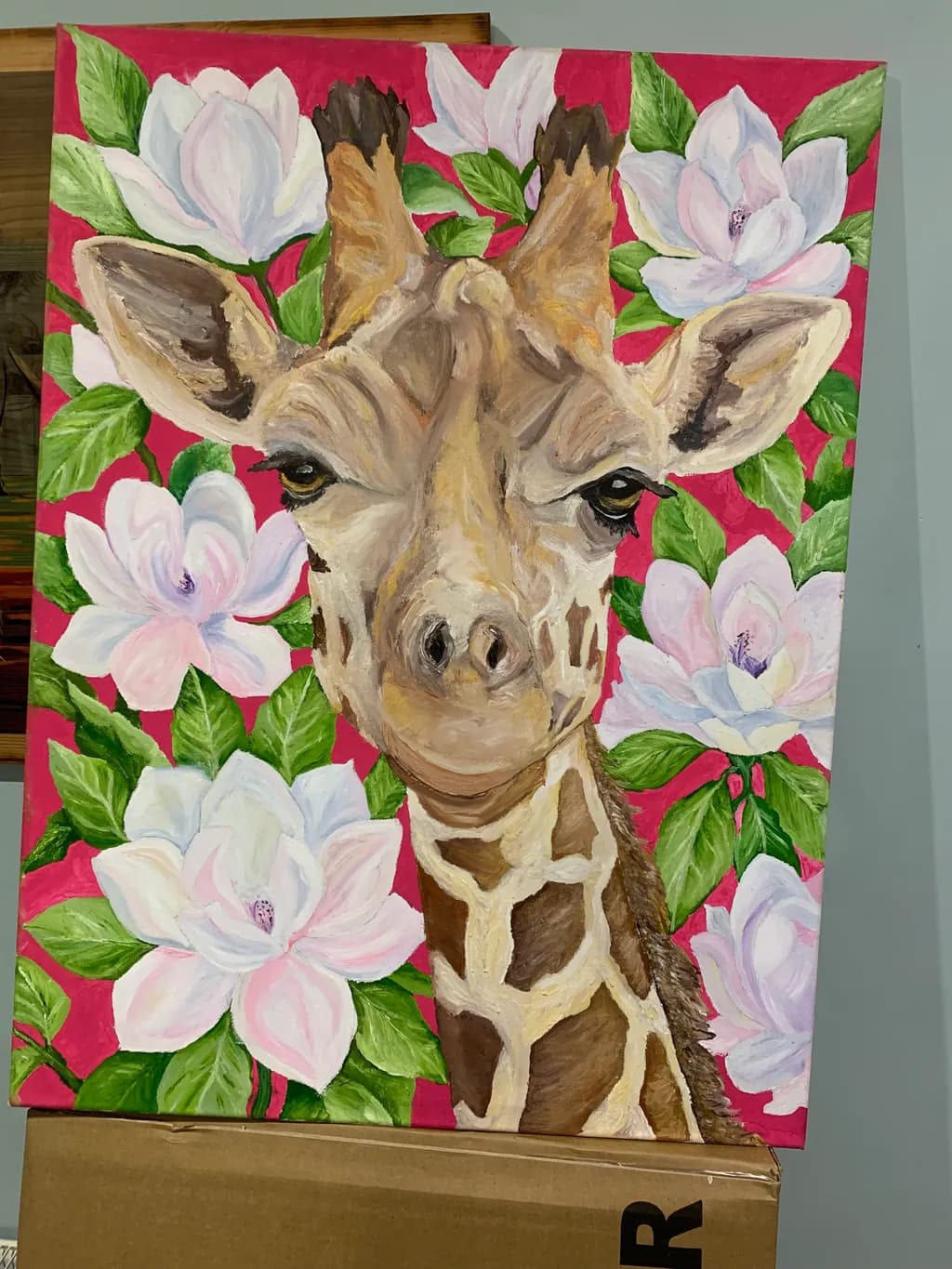 Giraffe with Magnolias
